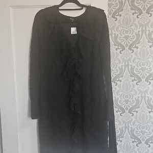 Elegant Black Sheer And Lace Mini Dress